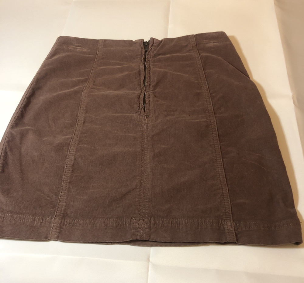 Free People Women’s Brown Corduroy Mini Skirt Solid Size 6 Regular Zip